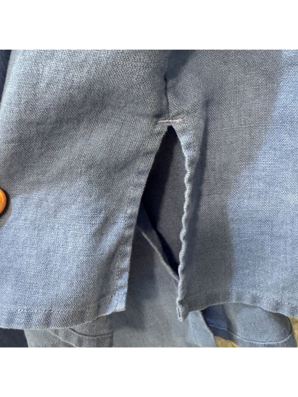 Studio Works 100% Linen Women's Blue Shirt L Long Sleeve Shell Buttons Artsy - Picture 10 of 10